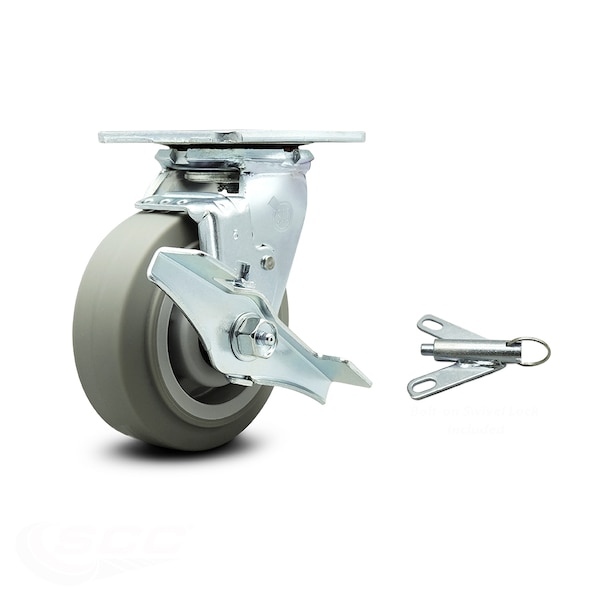 5 Inch Thermoplastic Rubber Caster with Ball Bearing and Brake/Swivel Lock SCC